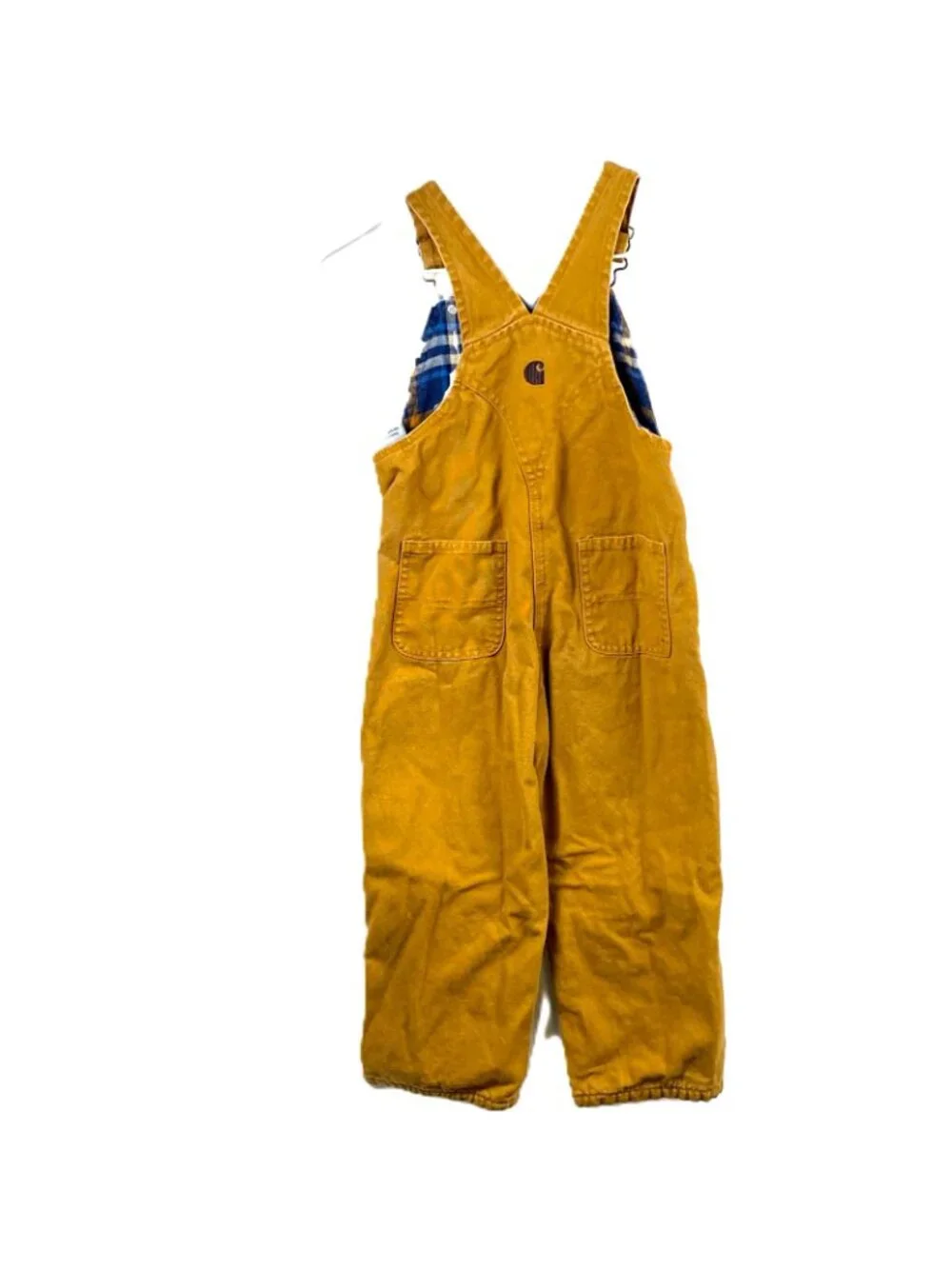 Carhartt Toddler Bib Overalls 4T Brown Duck Canvas Flannel Lined Double Knee